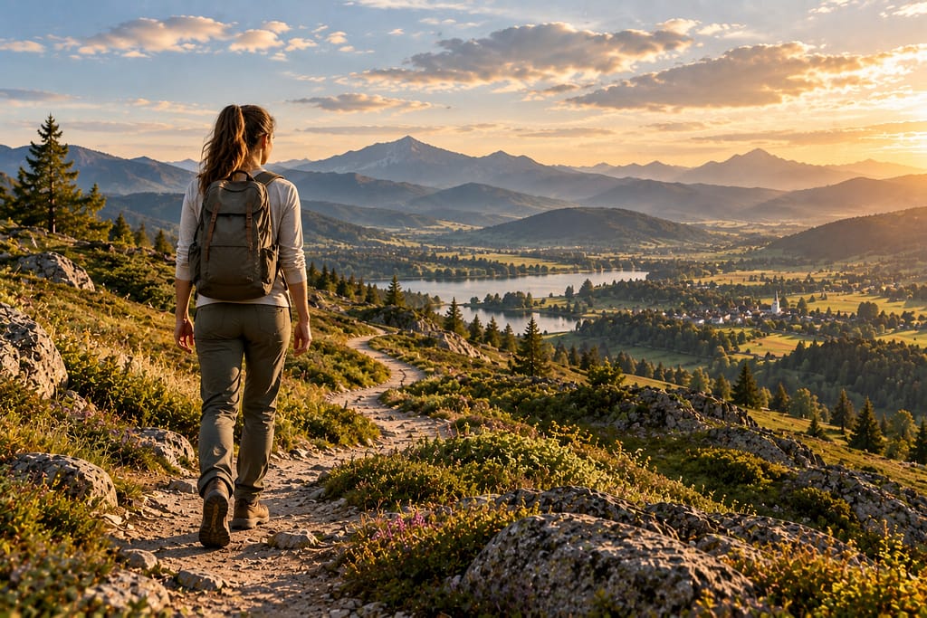 a woman traveling a path (ai generated)